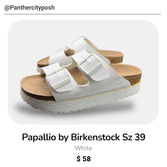 Papallio by Birkenstock Arizona Flex White Sandals Sz 39 - Picture 1 of 7
